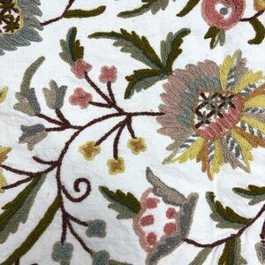 fabric wool crewel handmade multicolor floral tropical 30"x76"